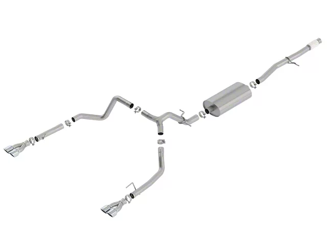 Borla Touring Dual Exhaust System with Chrome Tips; Rear Exit (19-24 5.3L Sierra 1500 w/ Factory Dual Exhaust)
