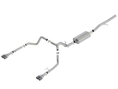 Borla Touring Dual Exhaust System with Quad Carbon Fiber Tips; Rear Exit (19-24 6.2L Sierra 1500 w/o Factory Dual Exhaust)