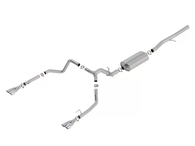 Borla Touring Dual Exhaust System with Quad Chrome Tips; Rear Exit (19-24 6.2L Sierra 1500 w/ Factory Dual Exhaust, Excluding AT4X)