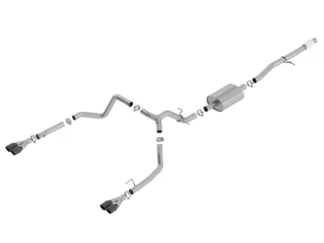 Borla S-Type Dual Exhaust System with Black Chrome Tips; Rear Exit (19-24 5.3L Silverado 1500 w/ Factory Dual Exhaust)