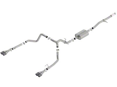 Borla S-Type Dual Exhaust System with Carbon Fiber Tips; Rear Exit (19-25 5.3L Silverado 1500 w/ Factory Dual Exhaust)