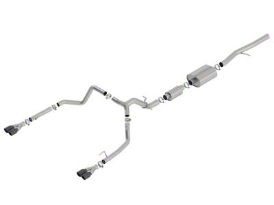 Borla S-Type Dual Exhaust System with Quad Black Chrome; Rear Exit (19-24 6.2L Silverado 1500 w/ Factory Dual Exhaust, Excluding ZR2)