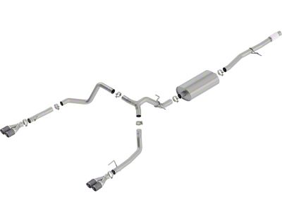 Borla Touring Dual Exhaust System with Carbon Fiber Tips; Rear Exit (19-25 5.3L Silverado 1500 w/ Factory Dual Exhaust)