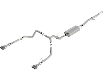 Borla Touring Dual Exhaust System with Carbon Fiber Tips; Rear Exit (19-24 5.3L Silverado 1500 w/ Factory Dual Exhaust)