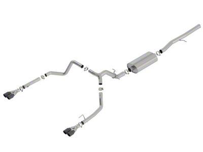 Borla Touring Dual Exhaust System with Quad Black Chrome Tips; Rear Exit (19-23 6.2L Silverado 1500 w/ Factory Dual Exhaust, Excluding ZR2)