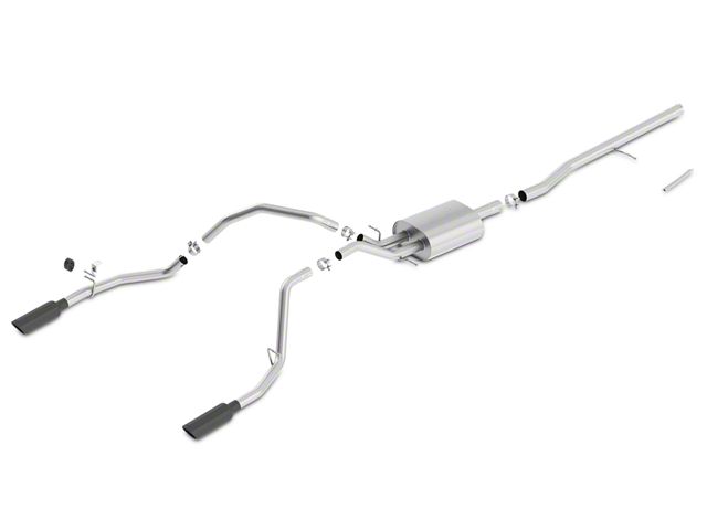 Borla S-Type Dual Exhaust System with Black Tips; Rear Exit (14-18 5.3L Sierra 1500)