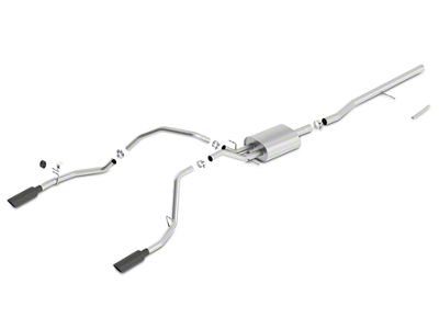 Borla S-Type Dual Exhaust System with Black Tips; Rear Exit (14-18 5.3L Sierra 1500)