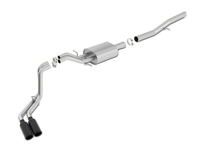 Borla S-Type Dual Exhaust System with Black Chrome Tips; Same Side Exit (14-18 6.2L Sierra 1500)
