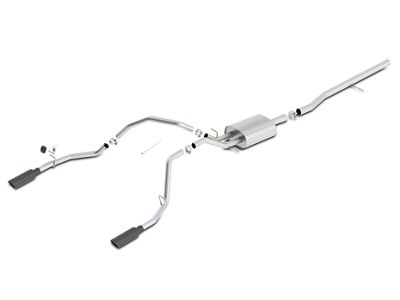 Borla Touring Dual Exhaust System with Black Chrome Tips; Rear Exit (14-18 5.3L Sierra 1500)