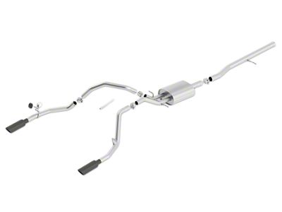 Borla Touring Dual Exhaust System with Black Chrome Tips; Rear Exit (14-18 5.3L Silverado 1500)