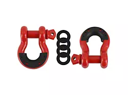 Borne Off-Road 3/4-Inch D-Ring Shackle Set; Red