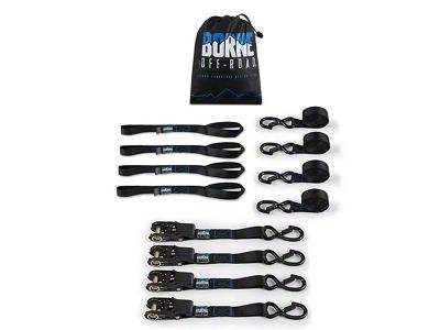 Borne Off-Road Medium-Duty Ratchet Tie-Down Kit; 4-Pack; Blue