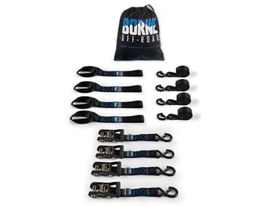 Borne Off-Road Heavy-Duty Ratchet Tie-Down Kit; 4-Pack; Blue