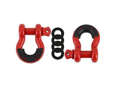 Borne Off-Road 3/4-Inch D-Ring Shackle Set; Red