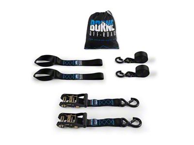 Borne Off-Road Heavy-Duty Ratchet Tie-Down Kit; 2-Pack; Blue