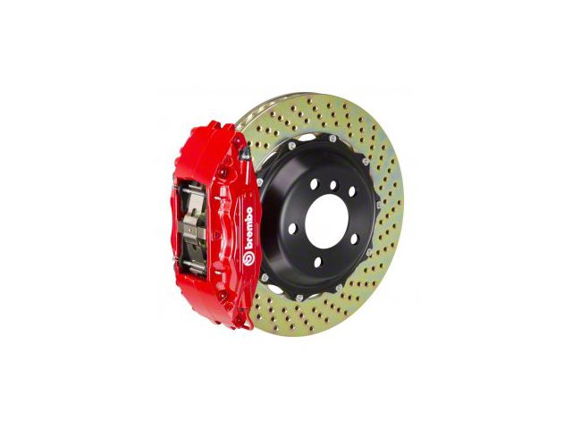 Brembo GT Series 4-Piston Front Big Brake Kit with 14-Inch 2-Piece Cross Drilled Rotors; Red Calipers (97-03 4WD F-150)