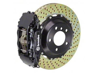 Brembo GT Series 4-Piston Front Big Brake Kit with 14-Inch 2-Piece Cross Drilled Rotors; Black Calipers (00-03 2WD F-150)