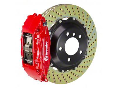 Brembo GT Series 4-Piston Front Big Brake Kit with 14-Inch 2-Piece Cross Drilled Rotors; Red Calipers (00-03 2WD F-150)