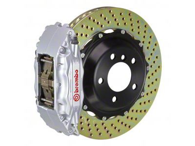 Brembo GT Series 4-Piston Front Big Brake Kit with 14-Inch 2-Piece Cross Drilled Rotors; Silver Calipers (00-03 2WD F-150)