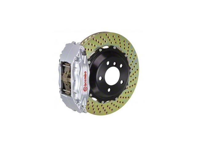 Brembo GT Series 4-Piston Front Big Brake Kit with 14-Inch 2-Piece Cross Drilled Rotors; Silver Calipers (00-03 2WD F-150)