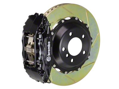 Brembo GT Series 4-Piston Front Big Brake Kit with 14-Inch 2-Piece Type 1 Slotted Rotors; Black Calipers (97-03 4WD F-150)