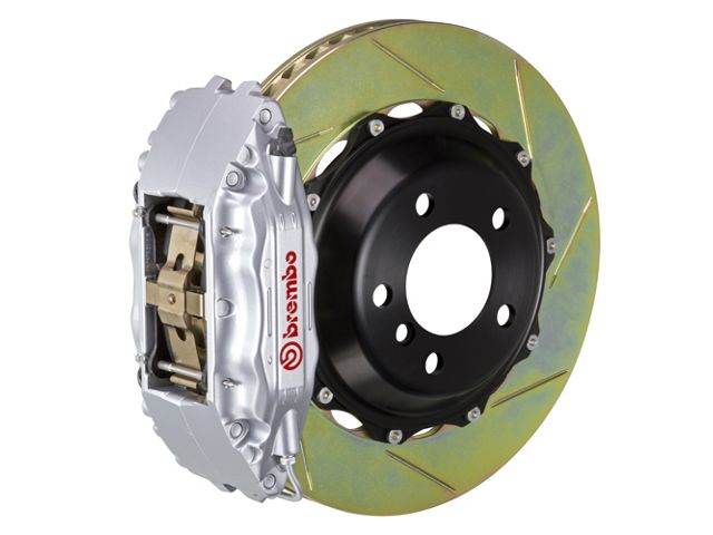 Brembo GT Series 4-Piston Front Big Brake Kit with 14-Inch 2-Piece Type 1 Slotted Rotors; Silver Calipers (97-03 4WD F-150)