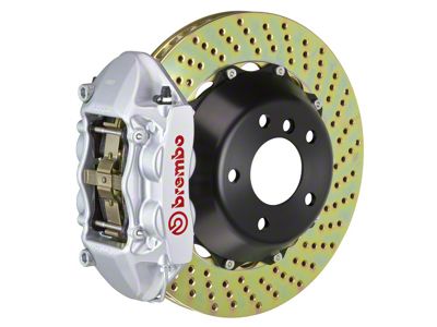 Brembo GT Series 4-Piston Rear Big Brake Kit with 15-Inch 2-Piece Cross Drilled Rotors; Silver Calipers (15-17 F-150, Excluding Raptor)