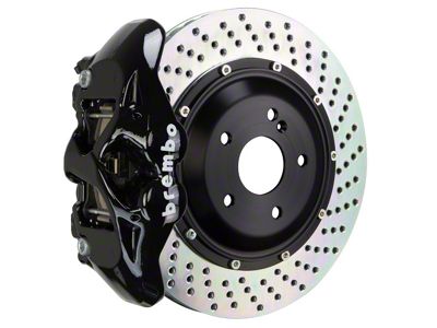 Brembo GT Series 4-Piston Rear Big Brake Kit with 15-Inch 2-Piece Cross Drilled Rotors; Black Calipers (15-17 F-150, Excluding Raptor)