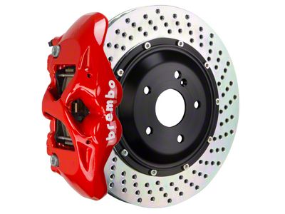 Brembo GT Series 4-Piston Rear Big Brake Kit with 15-Inch 2-Piece Cross Drilled Rotors; Red Calipers (2017 F-150 Raptor)