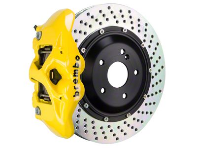 Brembo GT Series 4-Piston Rear Big Brake Kit with 15-Inch 2-Piece Cross Drilled Rotors; Yellow Calipers (2017 F-150 Raptor)