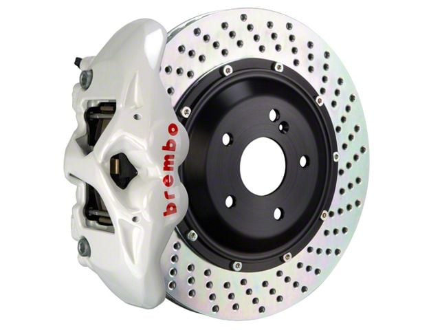 Brembo GT Series 4-Piston Rear Big Brake Kit with 15-Inch 2-Piece Cross Drilled Rotors; White Calipers (2017 F-150 Raptor)
