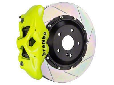 Brembo GT Series 4-Piston Rear Big Brake Kit with 15-Inch 2-Piece Type 1 Slotted Rotors; Fluorescent Yellow Calipers (15-17 F-150, Excluding Raptor)