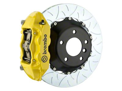 Brembo GT Series 4-Piston Rear Big Brake Kit with 15-Inch 2-Piece Type 3 Slotted Rotors; Yellow Calipers (15-17 F-150, Excluding Raptor)