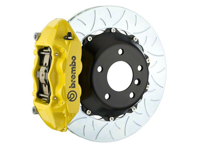 Brembo GT Series 4-Piston Rear Big Brake Kit with 15-Inch 2-Piece Type 3 Slotted Rotors; Yellow Calipers (2017 F-150 Raptor)