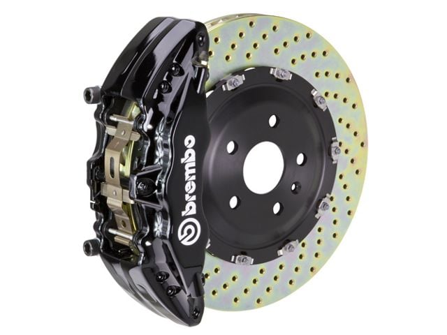 Brembo GT Series 6-Piston Front Big Brake Kit with 15-Inch 2-Piece Cross Drilled Rotors; Black Calipers (21-24 F-150 Raptor)