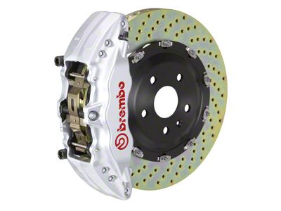 Brembo GT Series 6-Piston Front Big Brake Kit with 15-Inch 2-Piece Cross Drilled Rotors; Silver Calipers (21-24 F-150 Raptor)