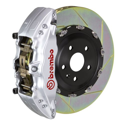 Brembo GT Series 6-Piston Front Big Brake Kit with 15-Inch Type 1 Slotted Rotors; Silver Calipers (21-24 F-150 Raptor)