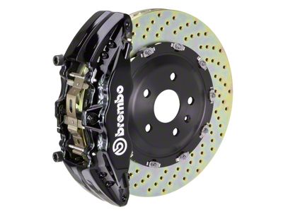 Brembo GT Series 6-Piston Front Big Brake Kit with 15-Inch 2-Piece Cross Drilled Rotors; Black Calipers (21-24 F-150, Excluding Raptor)