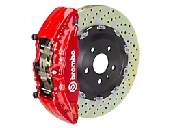 Brembo GT Series 6-Piston Front Big Brake Kit with 15-Inch 2-Piece Cross Drilled Rotors; Red Calipers (21-24 F-150, Excluding Raptor)