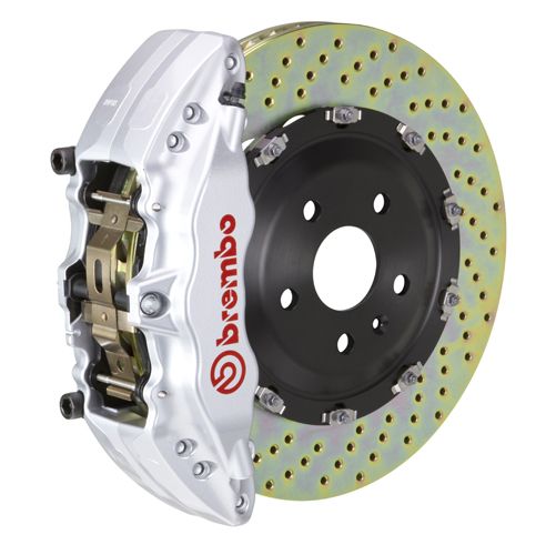 Brembo GT Series 6-Piston Front Big Brake Kit with 15-Inch 2-Piece Cross Drilled Rotors; Silver Calipers (21-24 F-150, Excluding Raptor)