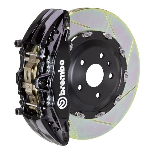 Brembo GT Series 6-Piston Front Big Brake Kit with 15-Inch 2-Piece Type 1 Slotted Rotors; Black Calipers (21-24 F-150, Excluding Raptor)