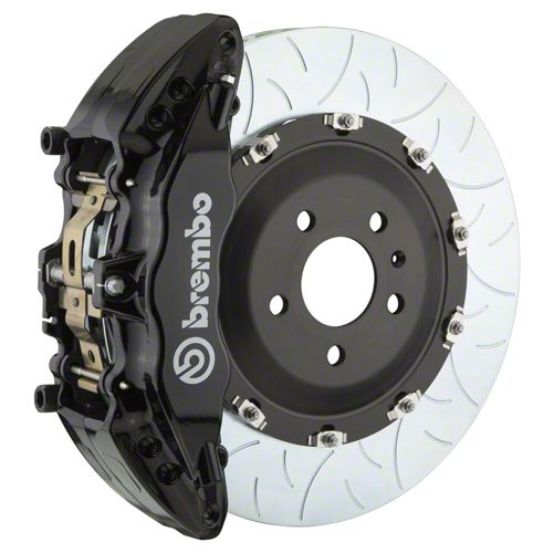 Brembo GT Series 6-Piston Front Big Brake Kit with 15-Inch 2-Piece Type 3 Slotted Rotors; Black Calipers (21-24 F-150, Excluding Raptor)