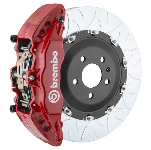 Brembo GT Series 6-Piston Front Big Brake Kit with 15-Inch 2-Piece Type 3 Slotted Rotors; Red Calipers (21-24 F-150, Excluding Raptor)