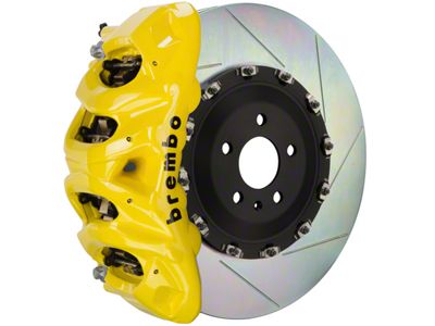 Brembo GT Series 8-Piston Front Big Brake Kit with 16.20-Inch Type 1 Slotted Rotors; Fluorescent Yellow Calipers (21-24 F-150 Raptor)