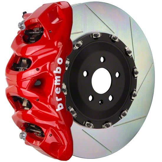 Brembo GT Series 8-Piston Front Big Brake Kit with 16.20-Inch Type 1 Slotted Rotors; Red Calipers (21-24 F-150 Raptor)