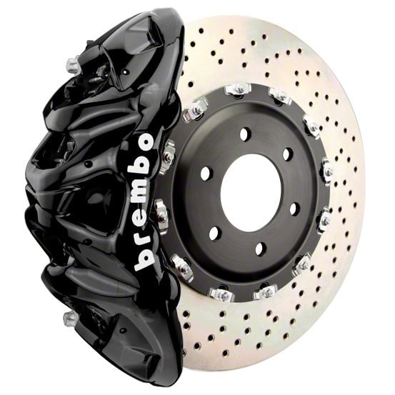 Brembo GT Series 8-Piston Front Big Brake Kit with 16.20-Inch 2-Piece Cross Drilled Rotors; Black Calipers (21-24 F-150, Excluding Raptor)