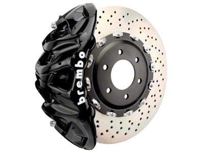 Brembo GT Series 8-Piston Front Big Brake Kit with 16.20-Inch 2-Piece Cross Drilled Rotors; Black Calipers (21-24 F-150, Excluding Raptor)