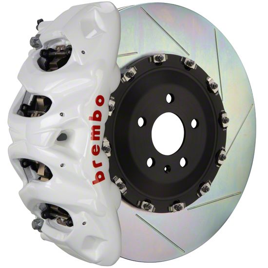 Brembo GT Series 8-Piston Front Big Brake Kit with 16.20-Inch 2-Piece Type 1 Slotted Rotors; White Calipers (21-24 F-150, Excluding Raptor)
