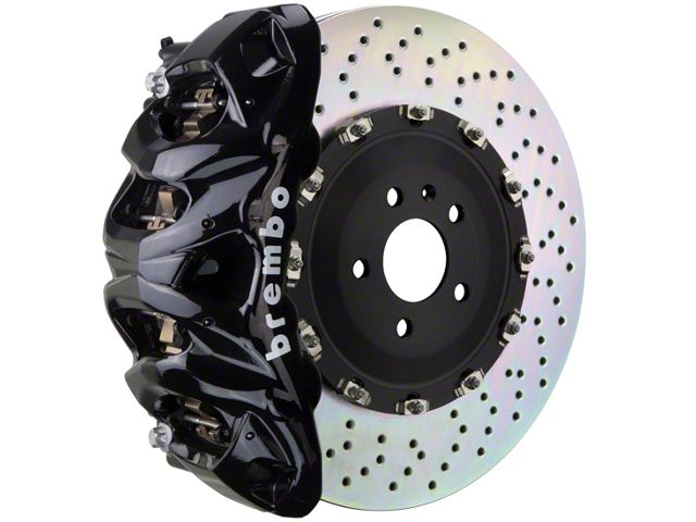 Brembo GT Series 8-Piston Front Big Brake Kit with 16.20-Inch 2-Piece Cross Drilled Rotors; Black Calipers (09-14 2WD F-150)