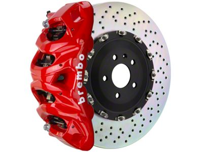 Brembo GT Series 8-Piston Front Big Brake Kit with 16.20-Inch 2-Piece Cross Drilled Rotors; Red Calipers (09-14 2WD F-150)